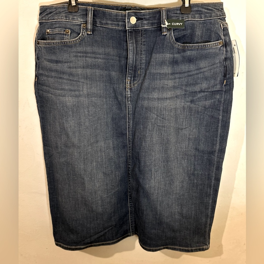 NWT Lauren Ralph Lauren City Blue Denim Pencil skirt size 16W stretch denim
